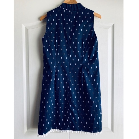 Chetta B Anchor Print Pom Pom Shift Dress - Picture 3 of 4